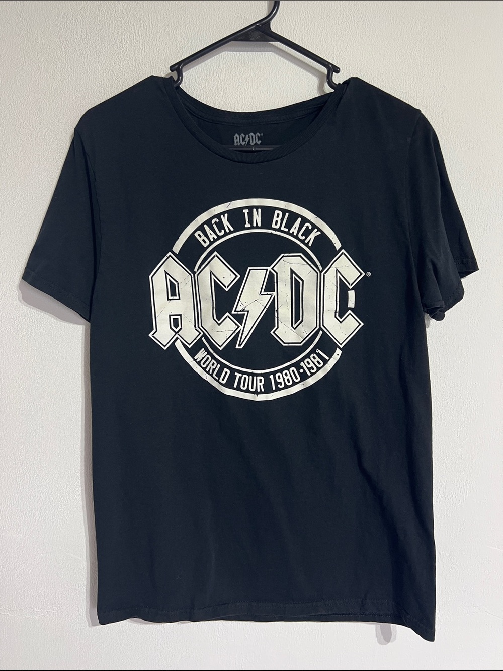AC/DC Black Graphic Band Tee with White Logo